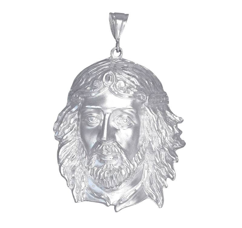 Riesige Schwere Halskette Mit Jesuskopf-Anhänger Aus Sterlingsilber, 8, 5 cm, 40 G, Diamantschliff Und 61 cm Lange Kette Riesige Schwere Halskette Mit Jesuskopf-Anhänger Aus Sterlingsilber, 8, 5 cm, 40 G, Diamantschliff Und 61 cm Lange Kette von EJewelryPlus