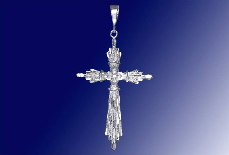 Riesige Sterling Silber Kreuz Ohne Jesus Halskette 4, 25 Zoll 15, 5 Gramm Mit Schnitt Diamant-Finish Und 24-Zoll-Figaro-Kette Riesige Sterling Silber Kreuz Ohne Jesus Halskette 4, 25 Zoll 15, 5 Gramm Mit Schnitt Diamant-Finish Und 24-Zoll-Figaro-Kette von EJewelryPlus