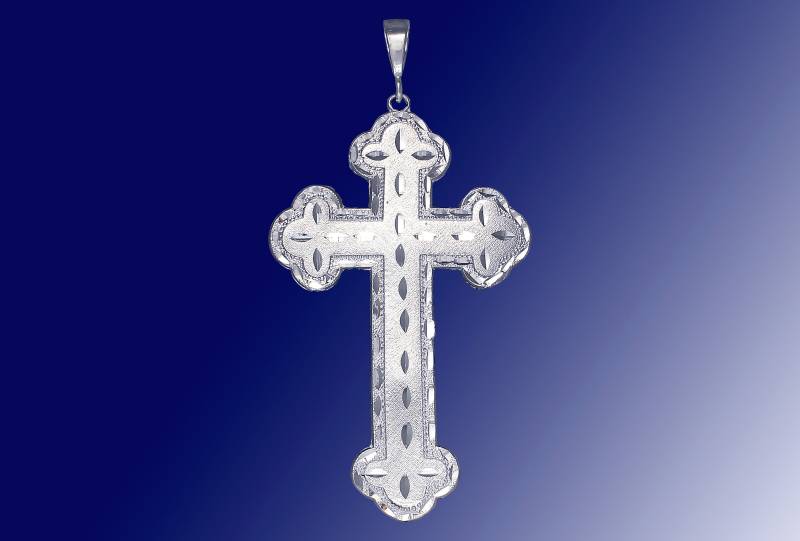 Riesige Sterling Silber Kreuz Ohne Jesus Halskette 5, 1 Zoll 38 Gramm Mit Schnitt Diamant-Finish Und 24-Zoll-Figaro-Kette Riesige Sterling Silber Kreuz Ohne Jesus Halskette 5, 1 Zoll 38 Gramm Mit Schnitt Diamant-Finish Und 24-Zoll-Figaro-Kette von EJewelryPlus