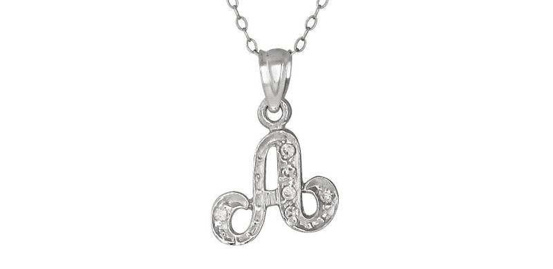 Sterling Silber 925 "A" Initial Anhänger Mit Zirkonia Steinen | Hergestellt in Usa von EJewelryPlus