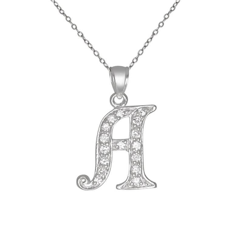Sterling Silber 925 "A" Initial Anhänger Mit Zirkonia Steinen | Hergestellt in Usa von EJewelryPlus