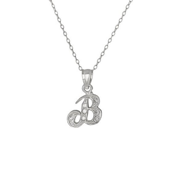 Sterling Silber 925 "B" Initial Anhänger Mit Zirkonia Steinen | Hergestellt in Usa von EJewelryPlus