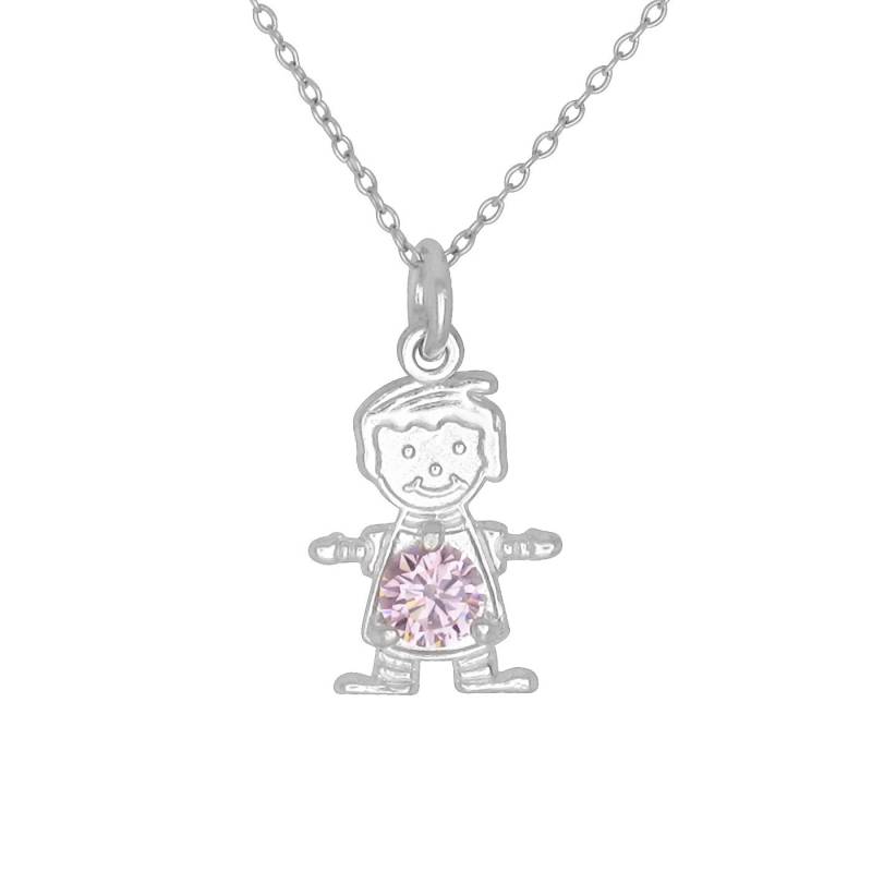Sterling Silber 925 Glückliches Baby Boy Mit Geburtsstein Oktober/Turmalin, Zirkonia Stein. Charm Anhänger Halskette | Hergestellt in Usa von EJewelryPlus