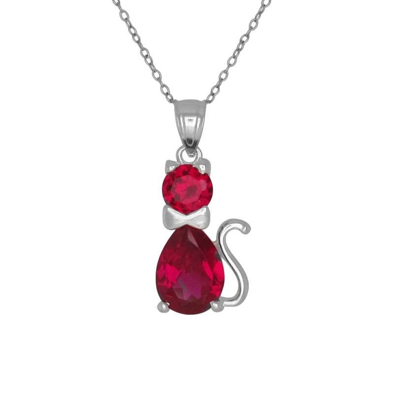 Sterling Silber 925 Katze, Kätzchen Mit Geburtsstein Juli/Rubin, Zirkonia Stein. Charm Anhänger Halskette | Hergestellt in Usa Sterling Silber 925 Katze, Kätzchen Mit Geburtsstein Juli/Rubin, Zirkonia Stein. Charm Anhänger Halskette | Hergestellt in Usa von EJewelryPlus