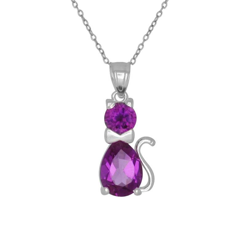 Sterling Silber 925 Katze, Kätzchen Mit Geburtsstein Juni/Alexandrit, Zirkonia Stein. Charm Anhänger Halskette | Hergestellt in Usa von EJewelryPlus