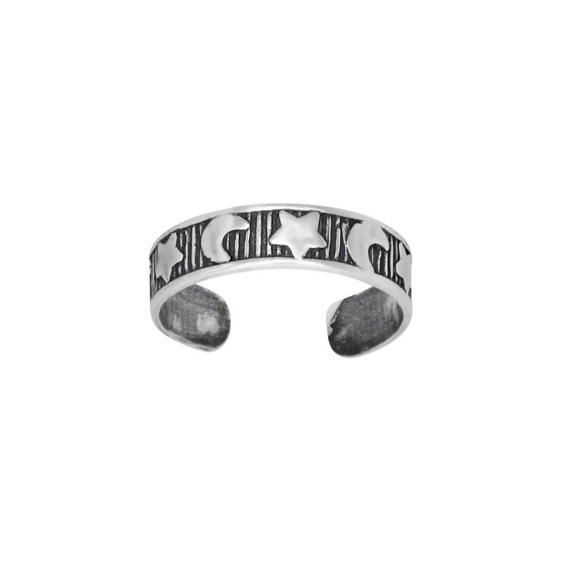 Sterling Silber 925 Mehrere Mond & Sterne Zehenring Größenverstellbar | Hergestellt in Usa von EJewelryPlus