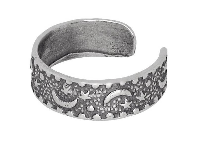 Sterling Silber 925 Mond Und Sterne Zehenring Größenverstellbar | Hergestellt in Usa von EJewelryPlus