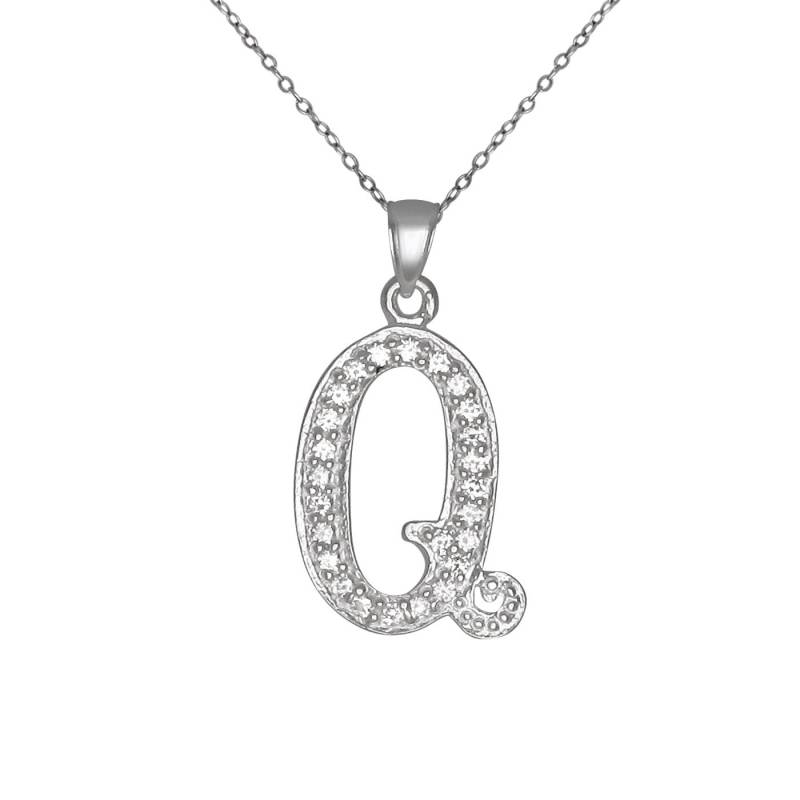 Sterling Silber 925 "Q" Initial Anhänger Mit Zirkonia Steinen | Hergestellt in Usa Sterling Silber 925 "Q" Initial Anhänger Mit Zirkonia Steinen | Hergestellt in Usa von EJewelryPlus