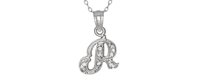 Sterling Silber 925 "R" Initial Anhänger Mit Zirkonia Steinen | Hergestellt in Usa von EJewelryPlus