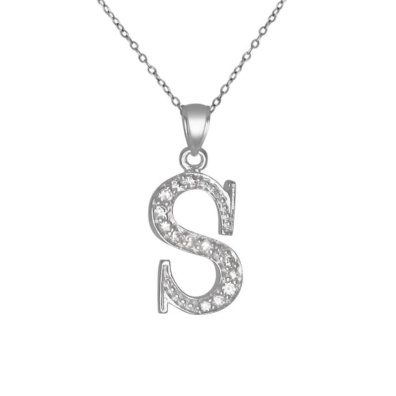 Sterling Silber 925 "S" Initial Anhänger Mit Zirkonia Steinen | Hergestellt in Usa von EJewelryPlus