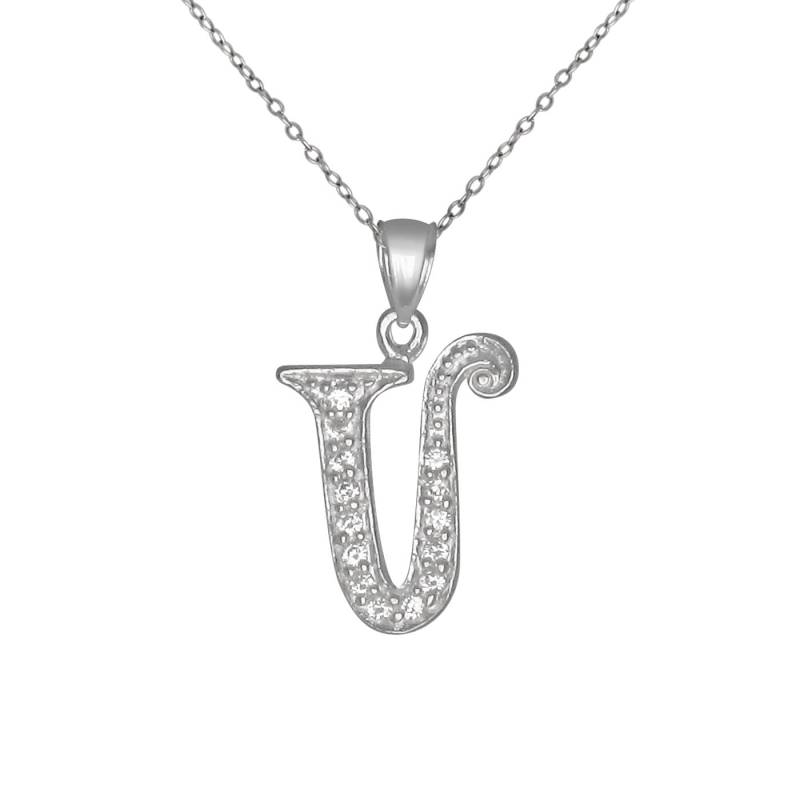 Sterling Silber 925-"V" Initial-Anhänger Mit Zirkonia Steinen | Hergestellt in Usa Sterling Silber 925-"V" Initial-Anhänger Mit Zirkonia Steinen | Hergestellt in Usa von EJewelryPlus