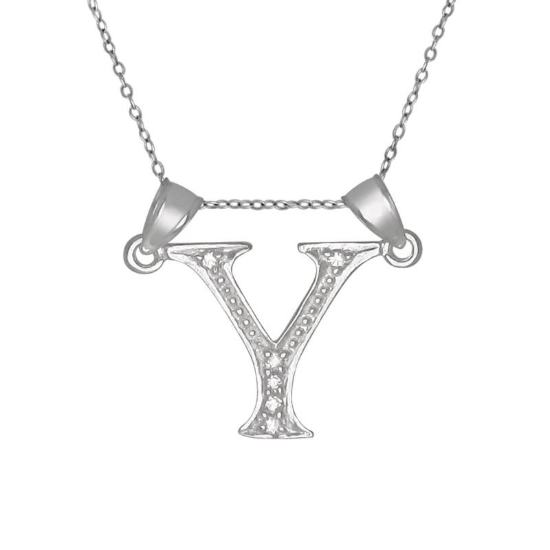 Sterling Silber 925 "Y" Initial Anhänger Mit Zirkonia Steinen | Hergestellt in Usa von EJewelryPlus
