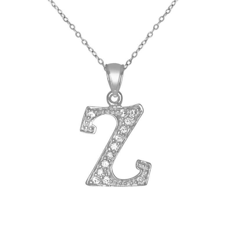 Sterling Silber 925 "Z" Initial Anhänger Mit Zirkonia Steinen | Hergestellt in Usa von EJewelryPlus