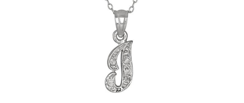 Sterling Silber 925Er "I" Erste Anhänger Mit Zirkonia Steinen | Hergestellt in Usa von EJewelryPlus