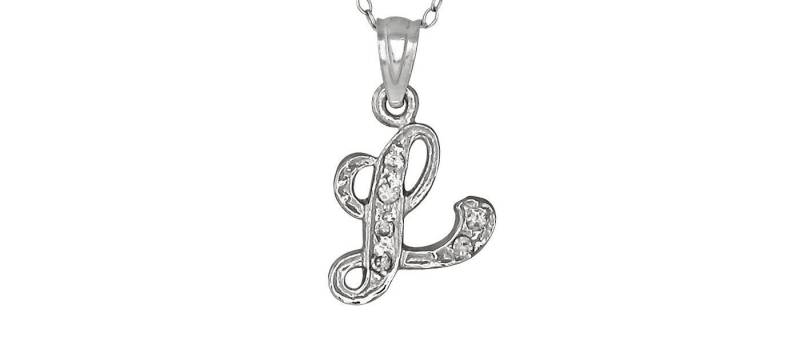 Sterling Silber 925Er "L" Erste Anhänger Mit Zirkonia Steinen | Hergestellt in Usa von EJewelryPlus