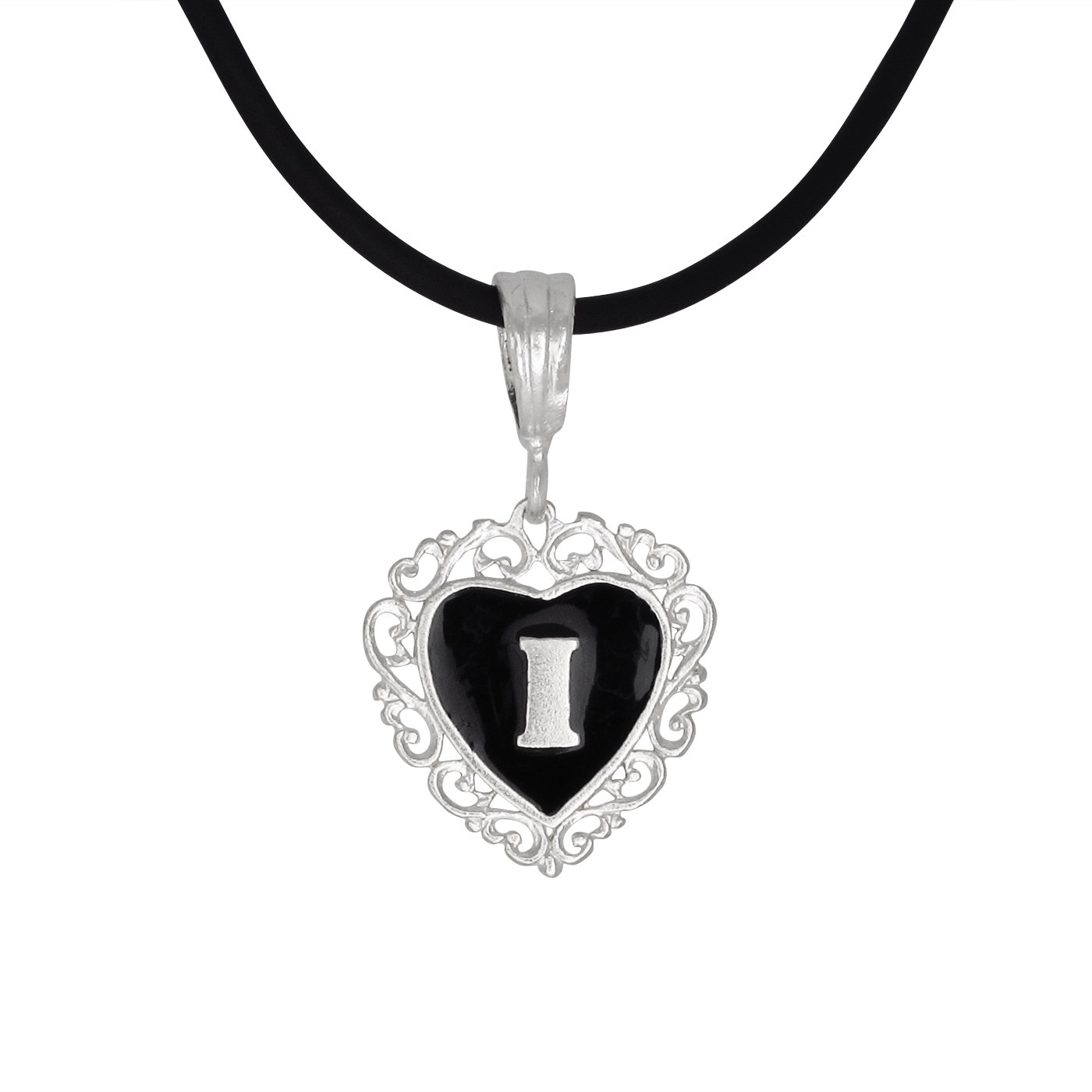 Ursprünglichen Charme Silber Schmuck Mit Schwarzer Emaille Herz Geformt von EJewelryPlus