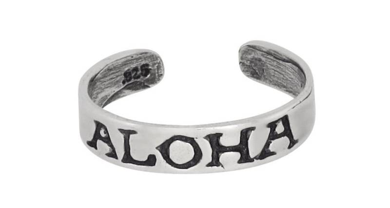 sterling Silber 925 Aloha Graviert Zehenring Größenverstellbar | Hergestellt in Usa von EJewelryPlus