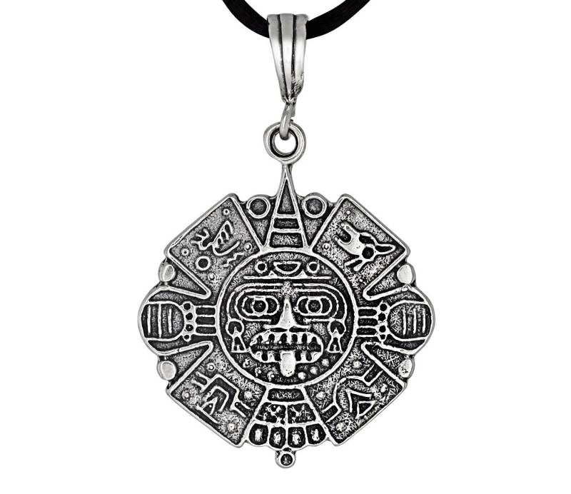 sterling Silber 925 Azteken Kalender Charmehalskette, Oxidiert | Hergestellt in Usa von EJewelryPlus