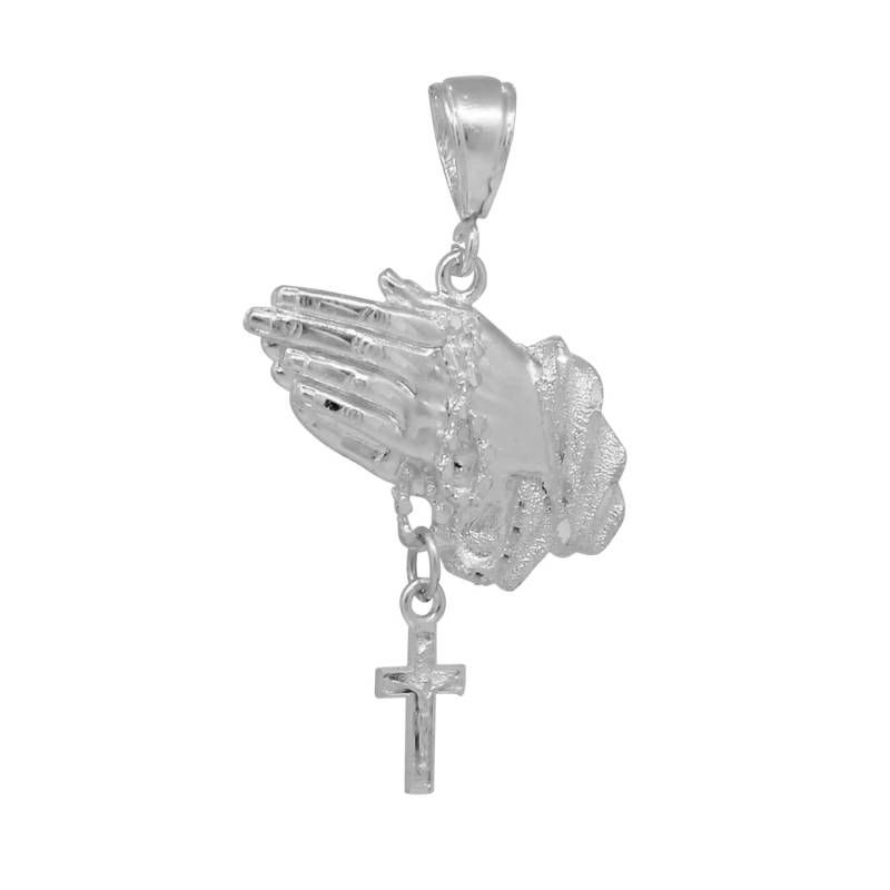 sterling Silber 925 Betende Hände Bewegen Kreuz Anhänger Charmehalskette Handgefertigt in Den Usa von EJewelryPlus