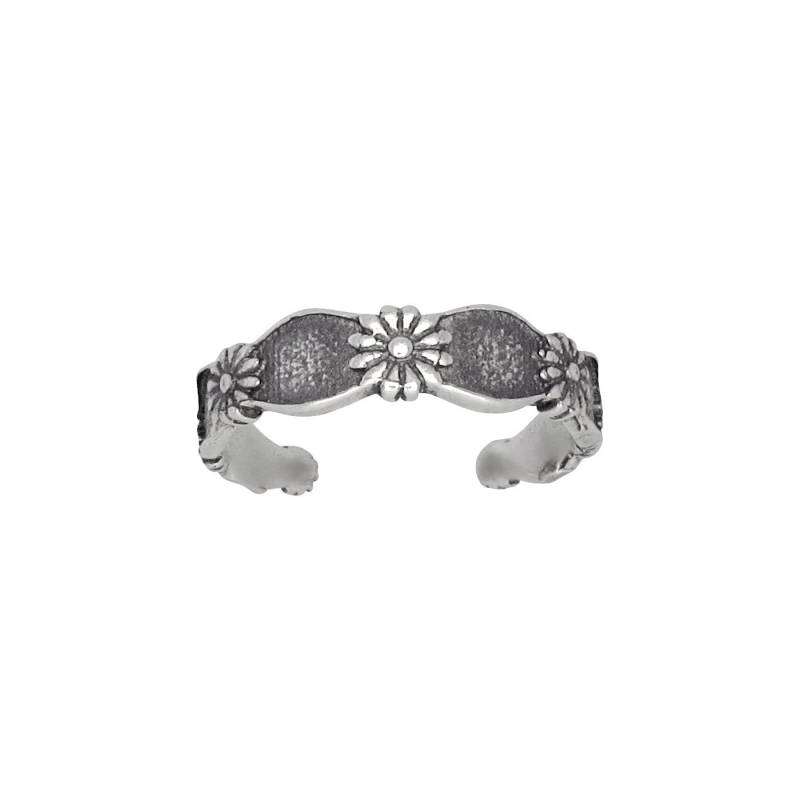 sterling Silber 925 Blume Design Zehenring Größenverstellbar | Hergestellt in Usa von EJewelryPlus