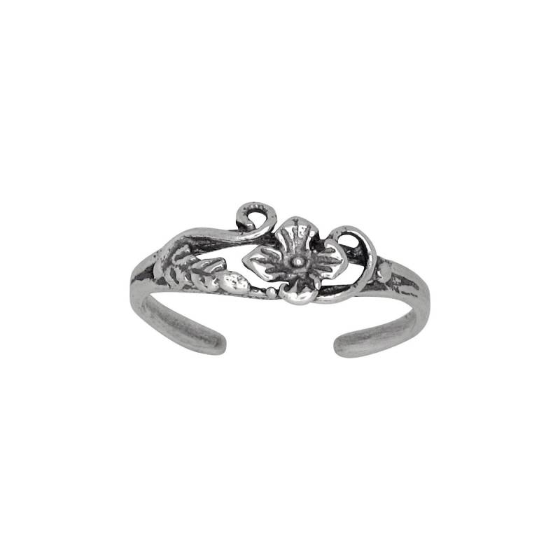 sterling Silber 925 Blume Und Blatt Design Zehenring Größenverstellbar | Hergestellt in Usa von EJewelryPlus