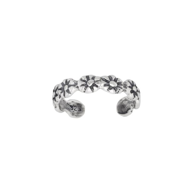 sterling Silber 925 Daisy Blume Gemusterten Zehenring Größenverstellbar | Hergestellt in Usa von EJewelryPlus