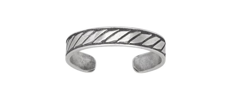 sterling Silber 925 Diagonal Gestreift Zehenring Größenverstellbar | Hergestellt in Usa von EJewelryPlus