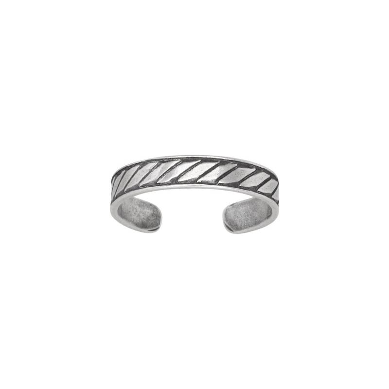 sterling Silber 925 Diagonal Gestreift Zehenring Größenverstellbar | Hergestellt in Usa von EJewelryPlus