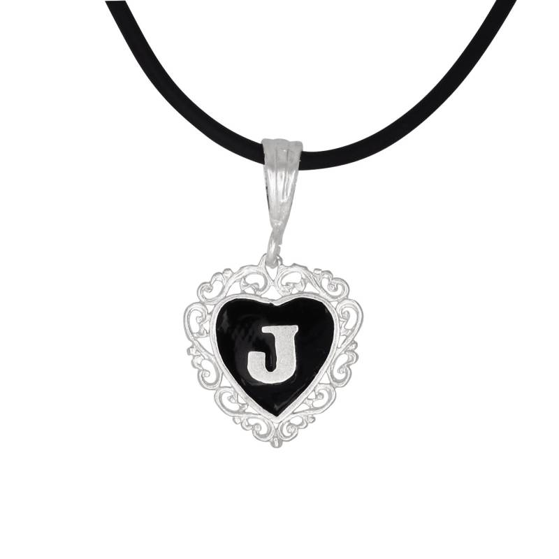 sterling Silber 925 "J" Initial Herz-Anhänger Mit Schwarzer Emaille | Hergestellt in Usa sterling Silber 925 "J" Initial Herz-Anhänger Mit Schwarzer Emaille | Hergestellt in Usa von EJewelryPlus