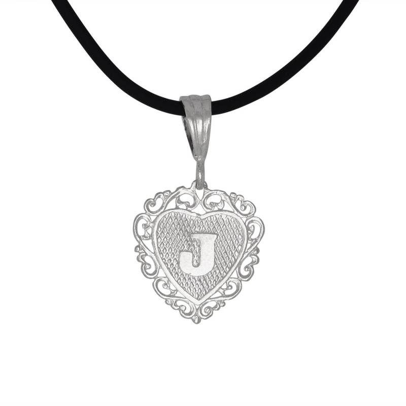 sterling Silber 925 "J" Initial Herzförmigen Anhänger | Hergestellt in Usa von EJewelryPlus