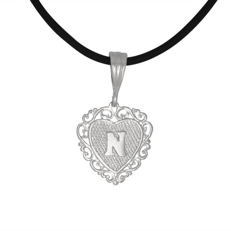sterling Silber 925 "N" Initial Herzförmigen Anhänger | Hergestellt in Usa von EJewelryPlus
