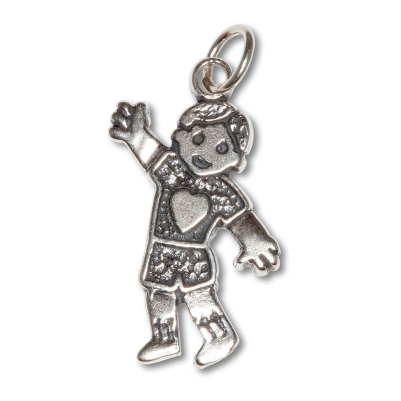 sterling Silber 925 Oxidiert Fröhlicher Junge Mit Herz in Der Mitte Charmehalskette | Hergestellt Usa von EJewelryPlus