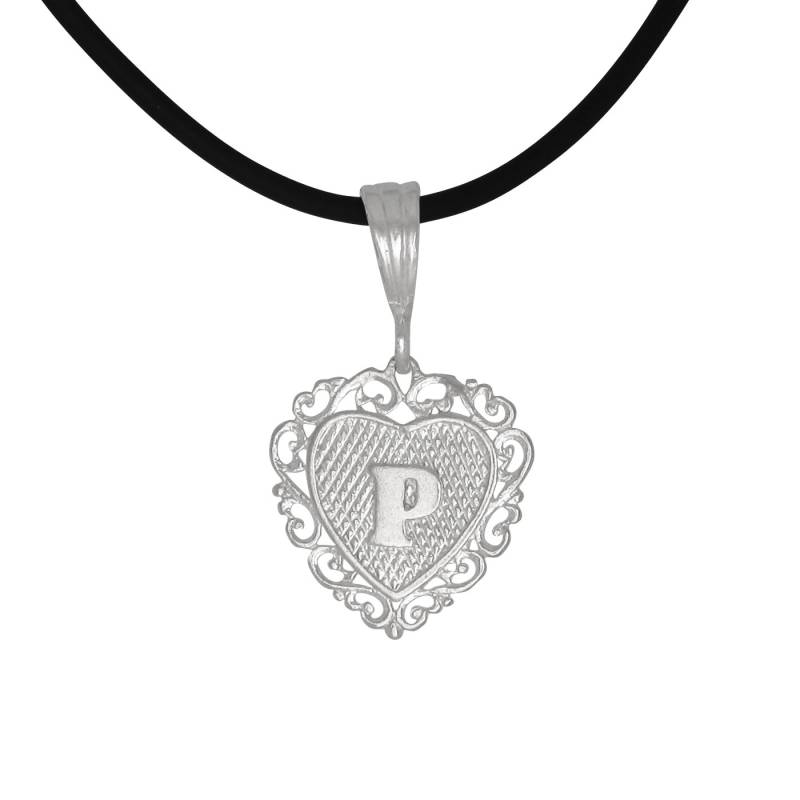 sterling Silber 925 "P" Initial Herzförmigen Anhänger | Hergestellt in Usa von EJewelryPlus