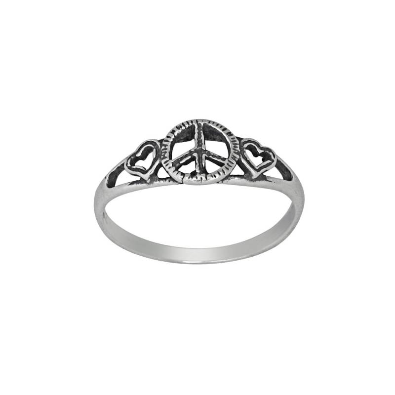 sterling Silber 925-Peace-Zeichen-Ring Mit Herzen Auf Jeder Seite, Oxidierte, Größen 4-10 Auch 1/2 Sind Vorhanden | Hergestellt in Usa von EJewelryPlus