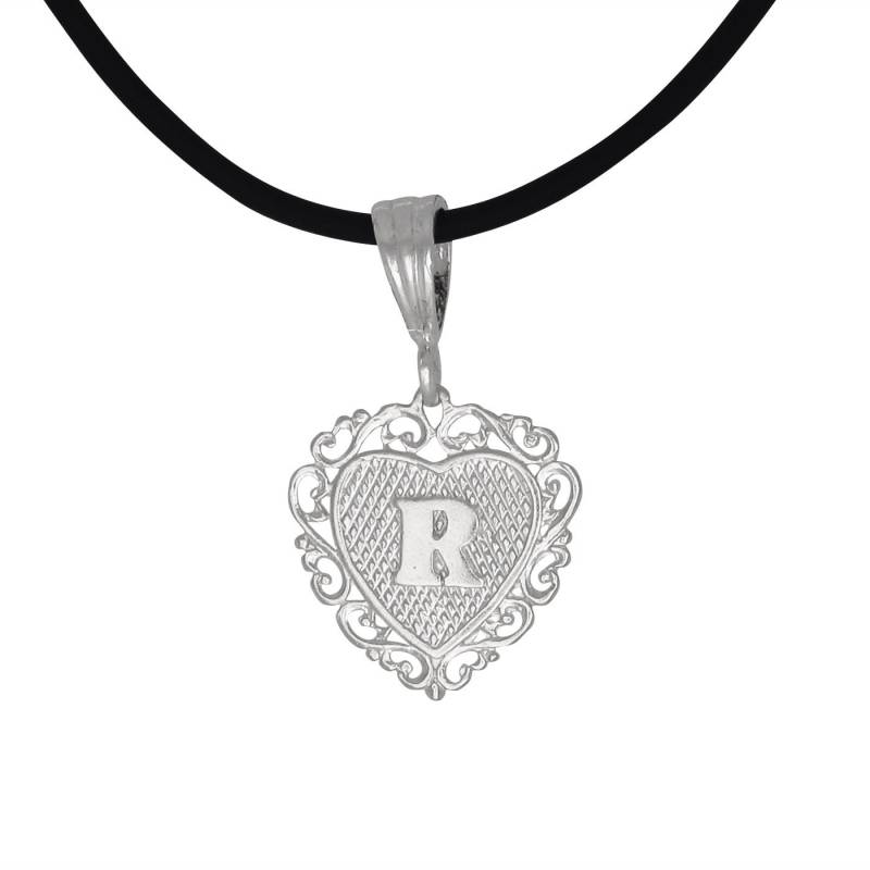 sterling Silber 925 "R" Initial Herzförmigen Anhänger | Hergestellt in Usa von EJewelryPlus