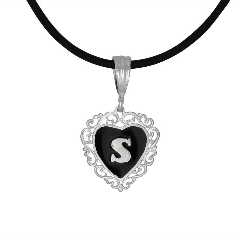 sterling Silber 925 "S" Initial Herz-Anhänger Mit Schwarzer Emaille | Hergestellt in Usa sterling Silber 925 "S" Initial Herz-Anhänger Mit Schwarzer Emaille | Hergestellt in Usa von EJewelryPlus