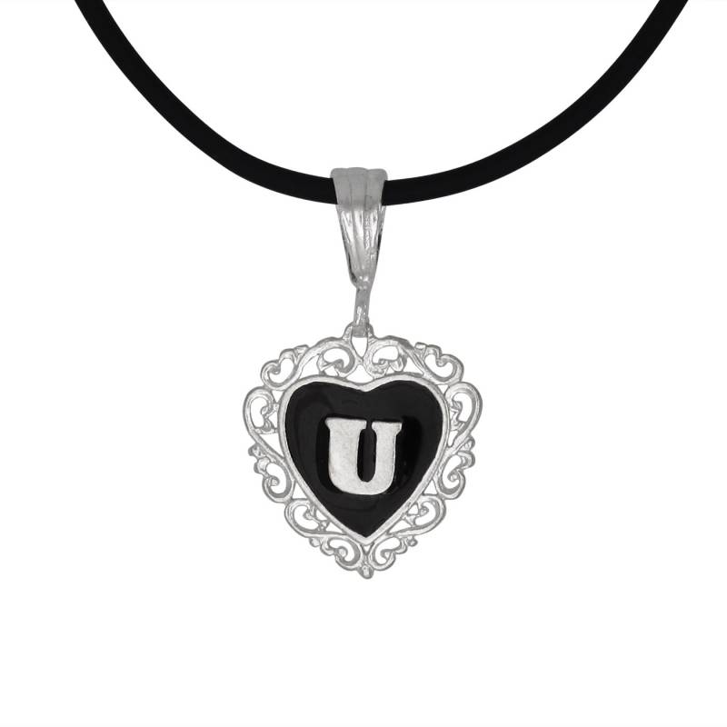 sterling Silber 925 "U" Initial Herz-Anhänger Mit Schwarzer Emaille | Hergestellt in Usa sterling Silber 925 "U" Initial Herz-Anhänger Mit Schwarzer Emaille | Hergestellt in Usa von EJewelryPlus