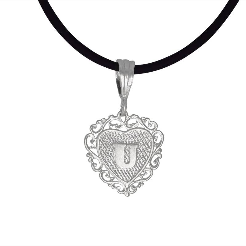 sterling Silber 925 "U" Initial Herzförmigen Anhänger | Hergestellt in Usa von EJewelryPlus