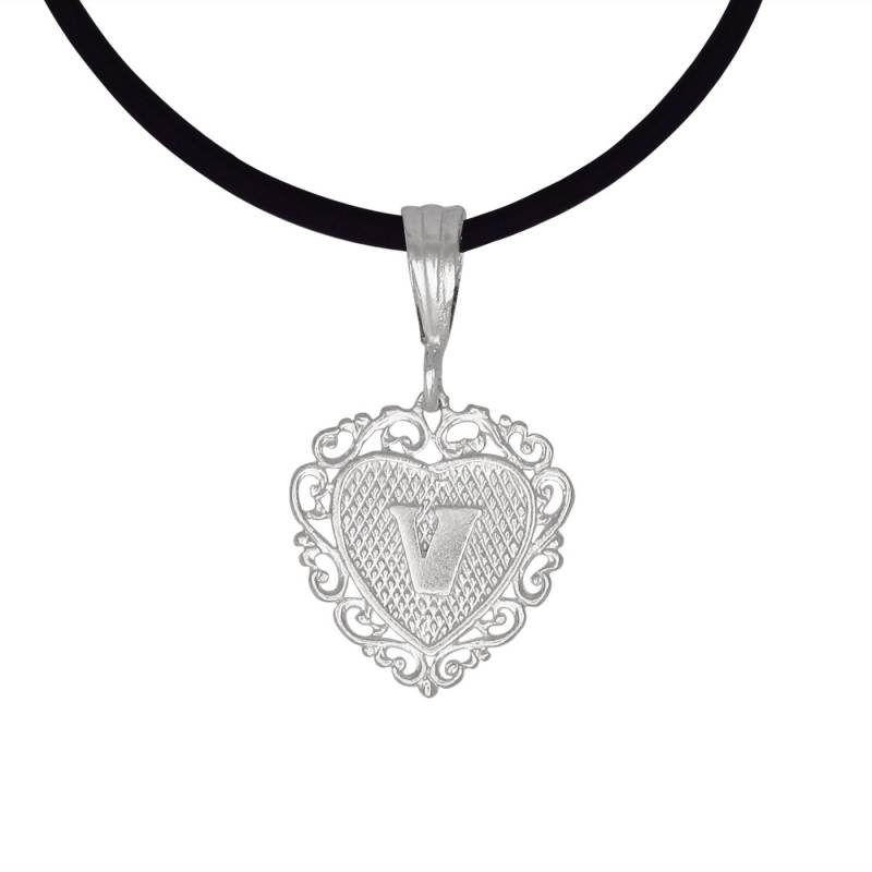 sterling Silber 925 "V" Initial Herzförmigen Anhänger | Hergestellt in Usa von EJewelryPlus