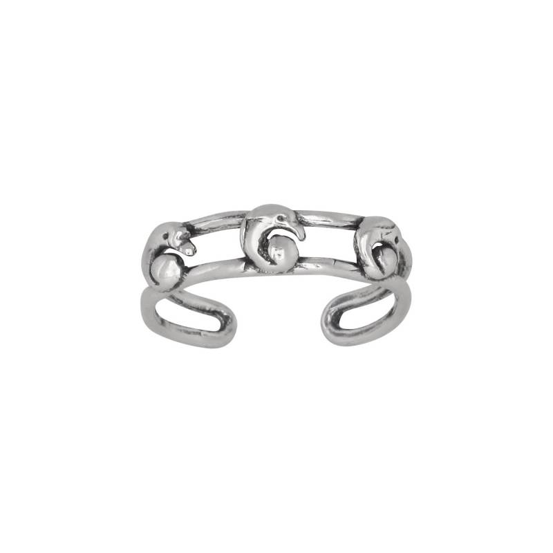sterling Silber 925 Verspielte Delfin Zehenring Größenverstellbar | Hergestellt in Usa von EJewelryPlus