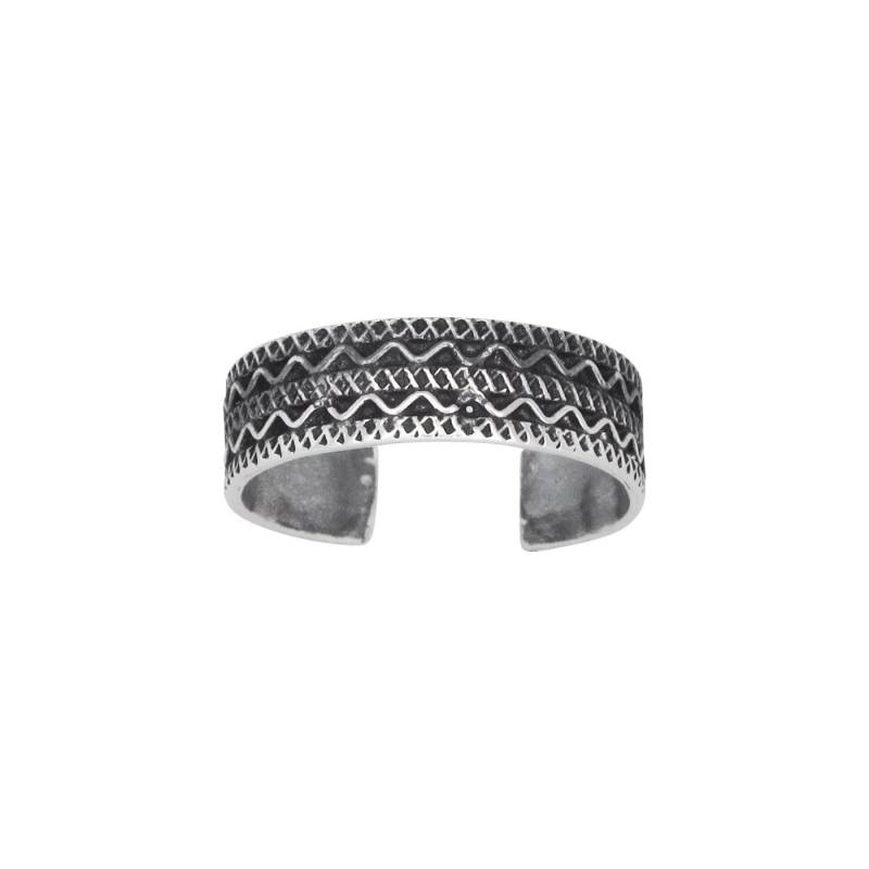 sterling Silber 925 Welle Linien Flach Zehenring Größenverstellbar | Hergestellt in Usa von EJewelryPlus