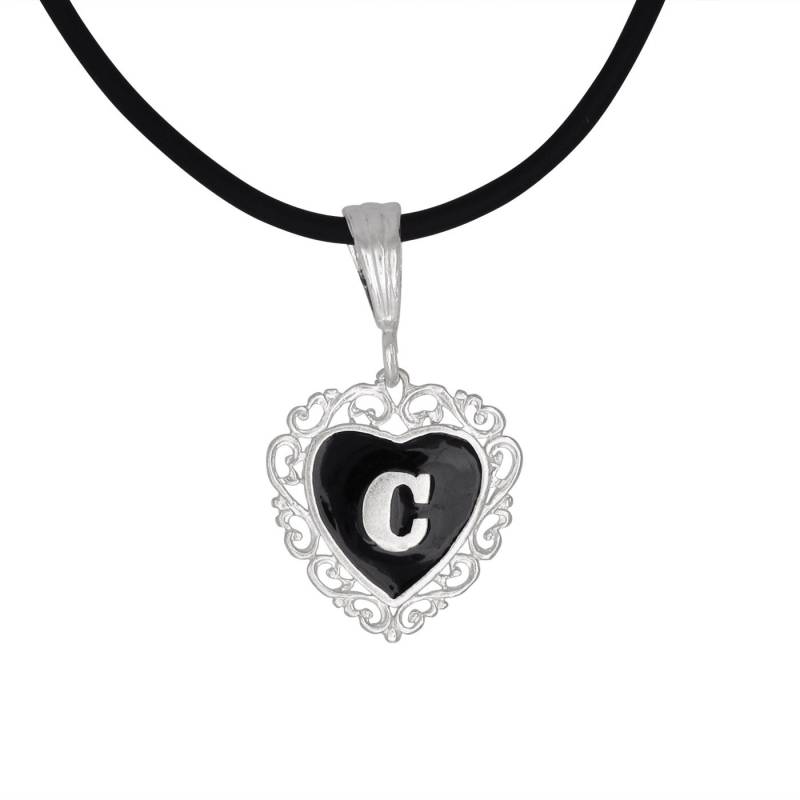 sterling Silber 925Er "C" Erste Herz-Anhänger Mit Schwarzer Emaille | Hergestellt in Usa sterling Silber 925Er "C" Erste Herz-Anhänger Mit Schwarzer Emaille | Hergestellt in Usa von EJewelryPlus