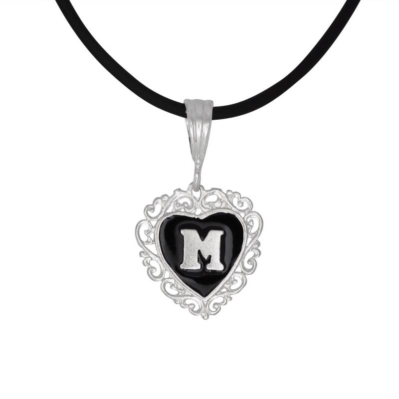 sterling Silber 925Er "M" Erste Herz-Anhänger Mit Schwarzer Emaille | Hergestellt in Usa sterling Silber 925Er "M" Erste Herz-Anhänger Mit Schwarzer Emaille | Hergestellt in Usa von EJewelryPlus