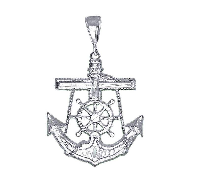 sterling Silber Anker Kreuz Halskette 2.1 Zoll 5, 6 Gramm Mit Schnitt Diamant-Finish Und 24-Zoll-Kette sterling Silber Anker Kreuz Halskette 2.1 Zoll 5, 6 Gramm Mit Schnitt Diamant-Finish Und 24-Zoll-Kette von EJewelryPlus