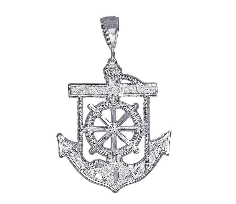 sterling Silber Anker Kreuz Halskette 2.1 Zoll 7 Gramm Mit Schnitt Diamant-Finish Und 24-Zoll-Kette von EJewelryPlus