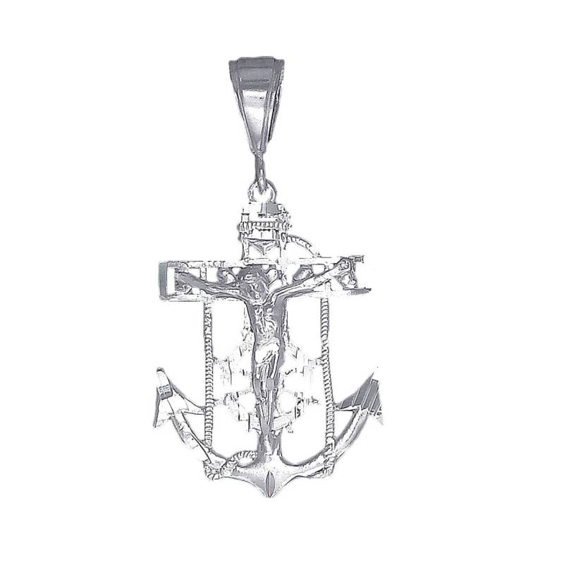 sterling Silber Anker Kreuz Mit Jesus Und Herzen Halskette 1, 9 Zoll 3, 7 Gramm Schnitt Diamant-Finish 24-Zoll-Kette sterling Silber Anker Kreuz Mit Jesus Und Herzen Halskette 1, 9 Zoll 3, 7 Gramm Schnitt Diamant-Finish 24-Zoll-Kette von EJewelryPlus