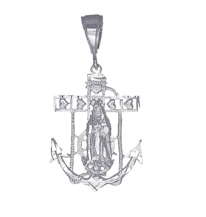 sterling Silber Anker Kreuz Mit Maria Und Herzen Halskette 1, 9 Zoll 4, 6 Gramm Schnitt Diamant-Finish 24-Zoll-Kette sterling Silber Anker Kreuz Mit Maria Und Herzen Halskette 1, 9 Zoll 4, 6 Gramm Schnitt Diamant-Finish 24-Zoll-Kette von EJewelryPlus