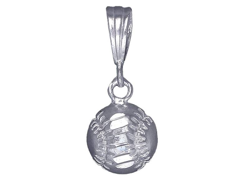 sterling Silber Baseball Ball Charmehalskette 1 Zoll 2, 2 Gramm Mit Schnitt Diamant-Finish Und 24-Zoll-Figaro-Kette von EJewelryPlus