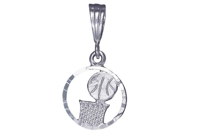 sterling Silber Basketball Hoop Charmehalskette 1, 1 Zoll 1, 8 Gramm Mit Schnitt Diamant-Finish Und 24-Zoll-Figaro-Kette von EJewelryPlus