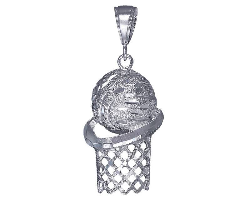 sterling Silber Basketball Hoop Charmehalskette 1, 9 Zoll 6, 2 Gramm Mit Schnitt Diamant-Finish Und 24-Zoll-Figaro-Kette von EJewelryPlus